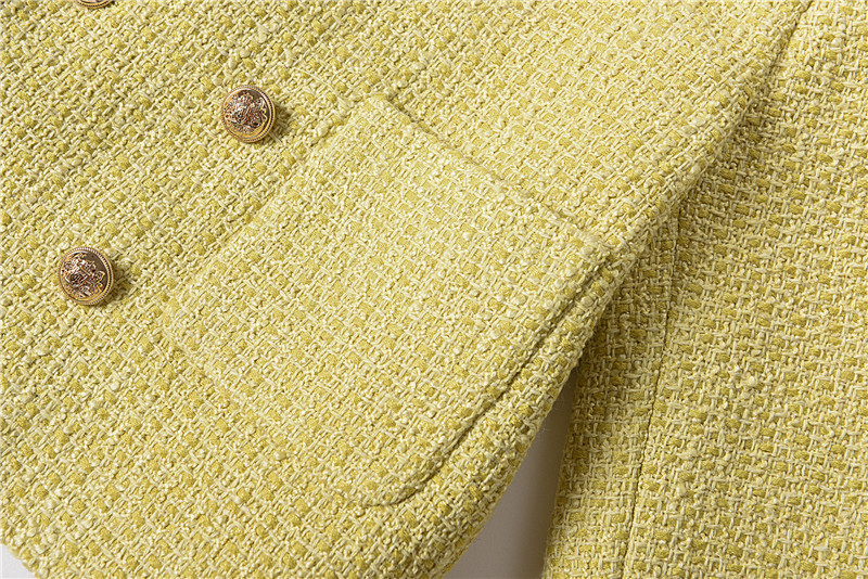 Lisa Blackpink Outerwear - Lisa Yellow Tweed Jacket - ®Blackpink Store