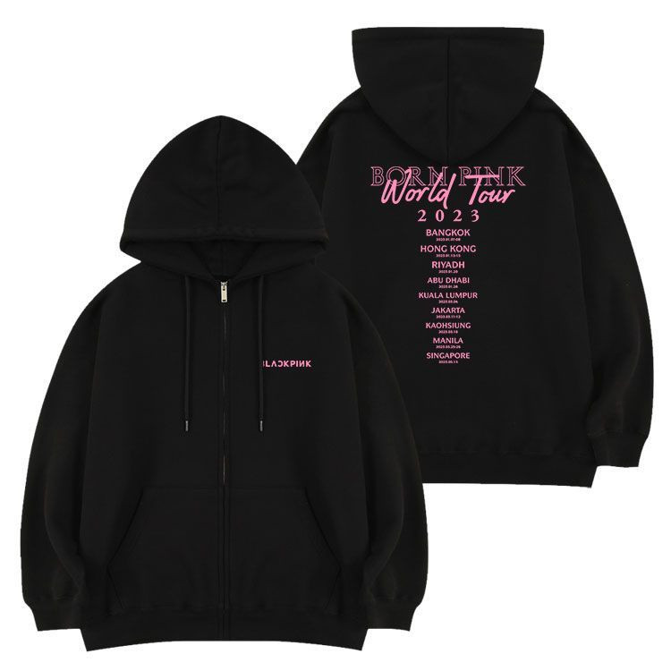 Pink black shop zip up hoodie